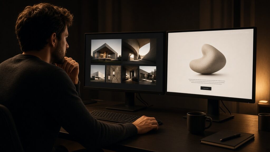 Homepage wireframe choosing a portfolio site hero versus a quote CTA