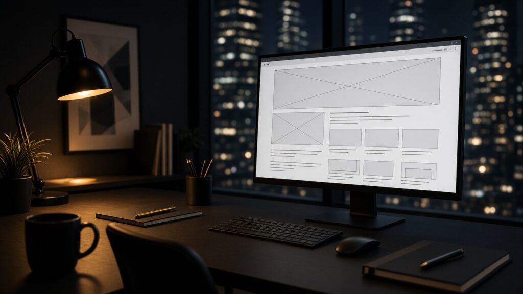 Client comparing a web design agency portfolio on a laptop Client comparing a web design agency portfolio on a laptop